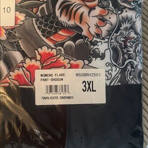 Ethika Women's Flare Pants - Black and Orange Dragon Design